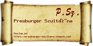Presburger Szultána névjegykártya